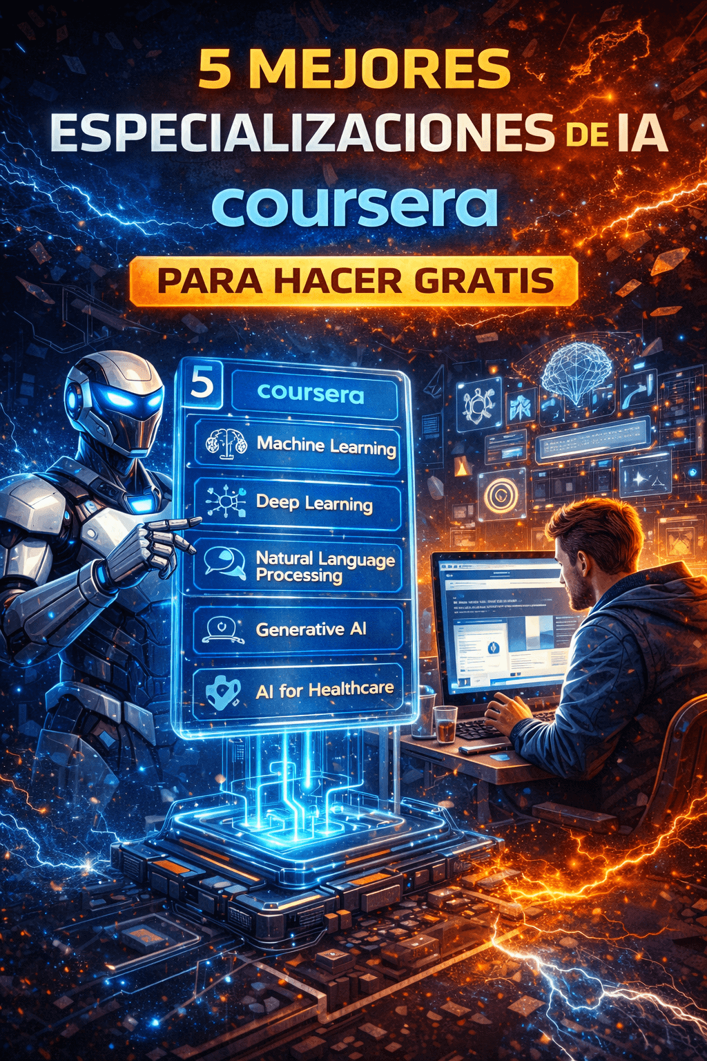 5 mejores especializaciones de IA en Coursera Gratis para 2026